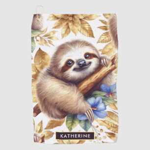 Vintage Cute Sloth Pattern Golf Towel