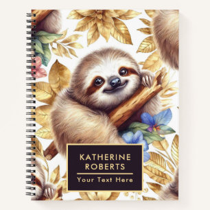 Vintage Cute Sloth Pattern Notebook