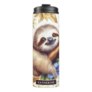 Vintage Cute Sloth Pattern Thermal Tumbler