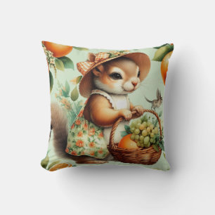Vintage Cute Squirrel Painting Cushion