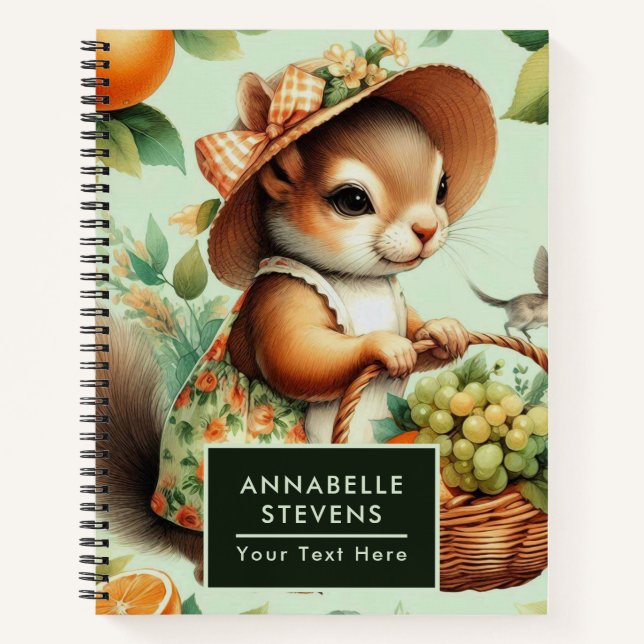 Vintage Cute Squirrel Painting Notebook (Front)