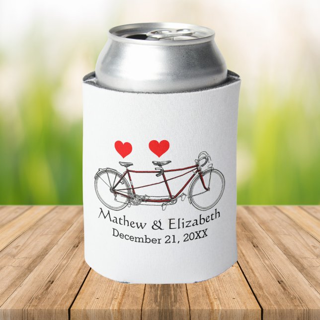 Vintage Cute Tandem Bicycle Custom Wedding Can Cooler (Creator Uploaded)