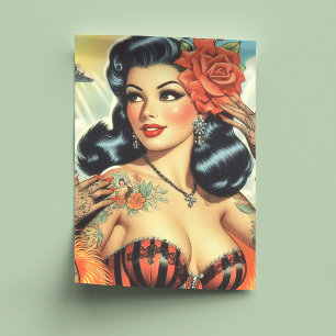 Vintage Cute Tattoo Girl Tissue Paper