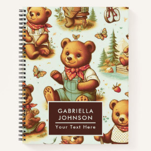Vintage Cute Teddy Bear Pattern Notebook