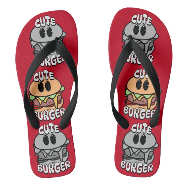 vintage cute three burger Gang Flip Flops (Footbed)