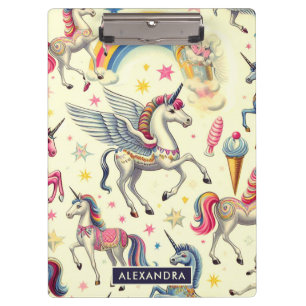 Vintage Cute Unicorn Pattern Clipboard