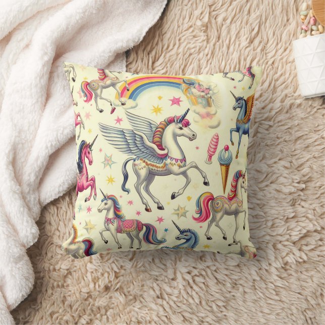 Vintage Cute Unicorn Pattern Cushion (Blanket)