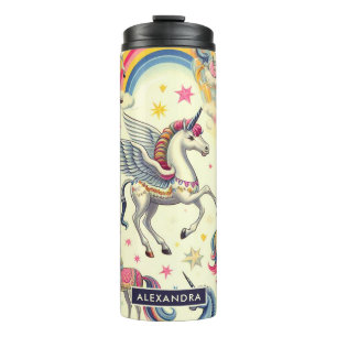 Vintage Cute Unicorn Pattern Thermal Tumbler