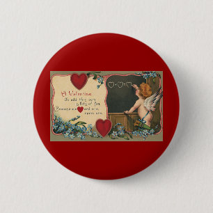 Vintage Cute Valentine's Day, Cherub Teacher 6 Cm Round Badge