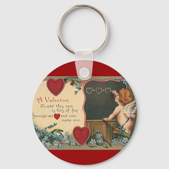 Vintage Cute Valentine's Day, Cherub Teacher Key Ring (Front)