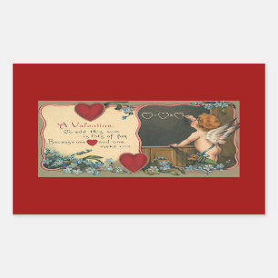 Vintage Cute Valentine's Day, Cherub Teacher Rectangular Sticker