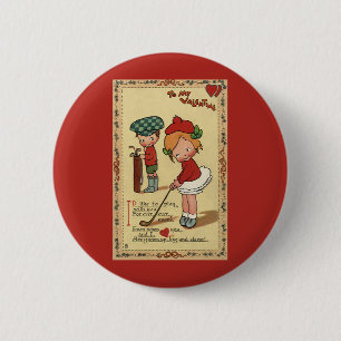 Vintage Cute Valentine's Day, Children Sports Golf 6 Cm Round Badge