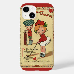 Vintage Cute Valentine's Day, Children Sports Golf Case-Mate iPhone 14 Case