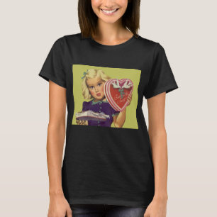 Vintage Cute Valentine's Day, Girl with Chocolates T-Shirt