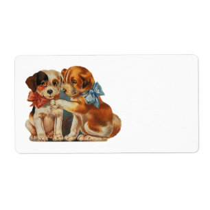Vintage Cute Valentine's Puppy Love, Two Dog Mutts