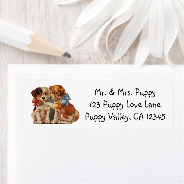 Vintage Cute Valentine's Puppy Love, Two Dog Mutts (Insitu)