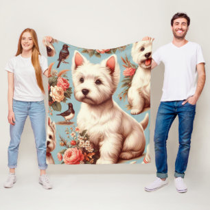 Vintage Cute West Highland White Terrier Fleece Blanket