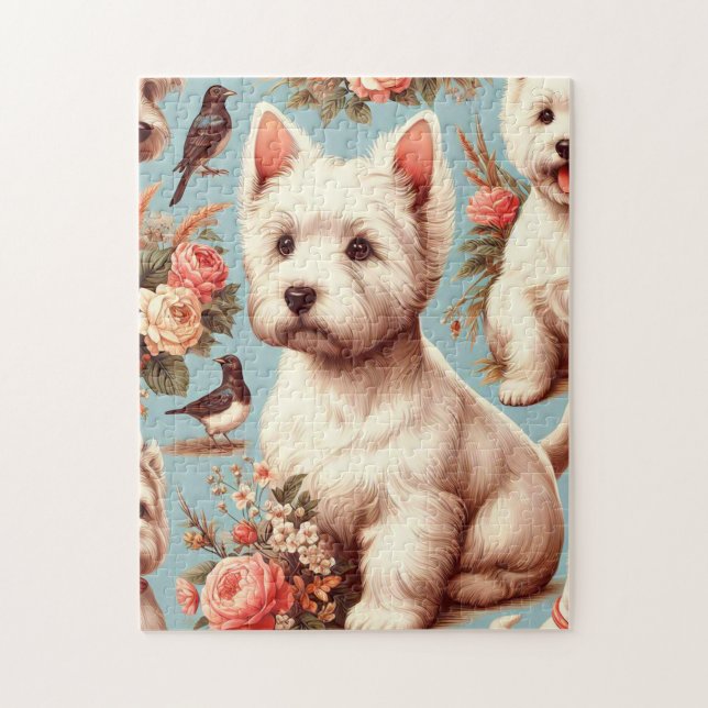 Vintage Cute West Highland White Terrier Jigsaw Puzzle (Vertical)