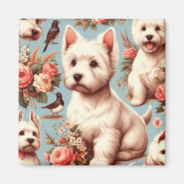 Vintage Cute West Highland White Terrier Magnet (Front)