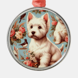 Vintage Cute West Highland White Terrier Metal Tree Decoration
