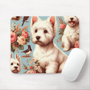 Vintage Cute West Highland White Terrier Mouse Mat
