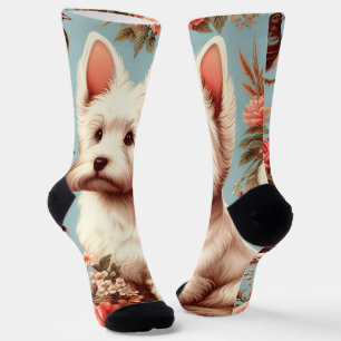Vintage Cute West Highland White Terrier Socks
