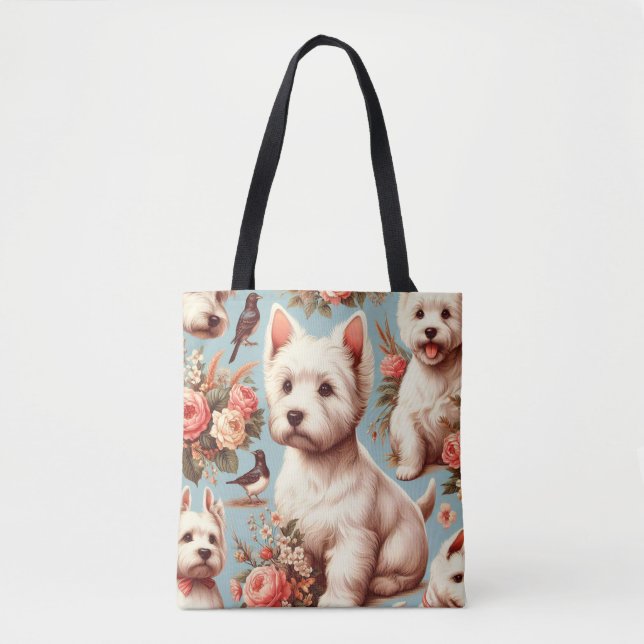 Vintage Cute West Highland White Terrier Tote Bag (Front)