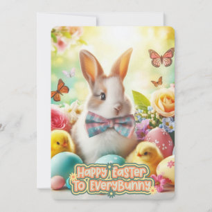 Vintage, Cute, whimsical & colourful Easter bunny Holiday Card