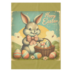 Vintage, Cute, whimsical & colourful Easter bunny Tablecloth