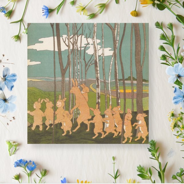 Vintage Cute Woodland Bunny Children Greeting Card (Creator Uploaded)