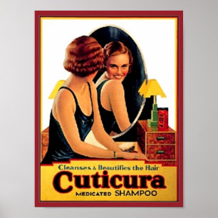 Vintage Cuticura Shampoo Ad Beautiful Woman in the Poster