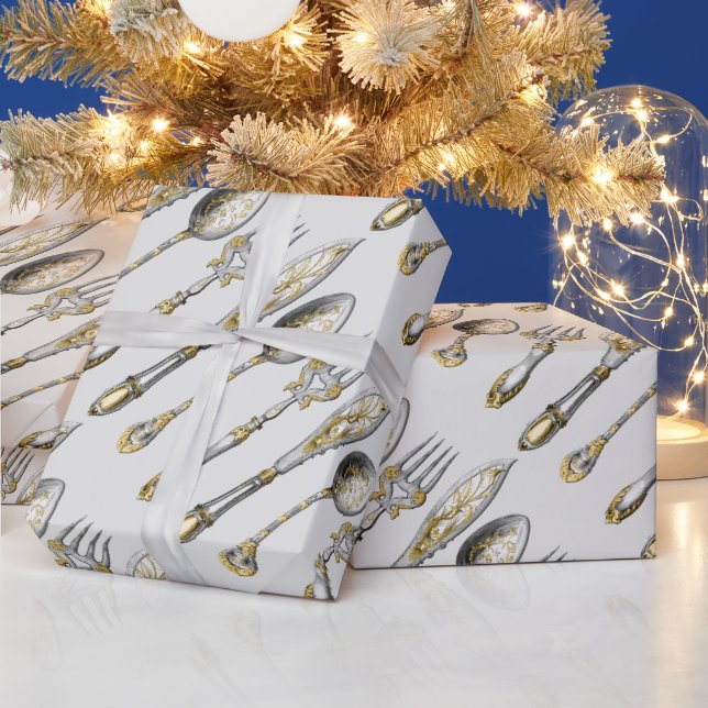 Vintage cutlery chef graduation DIY colour Wrapping Paper (Holidays)