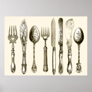 Vintage Cutlery Dining Set Poster