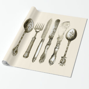 Vintage Cutlery Dining Set Wrapping Paper