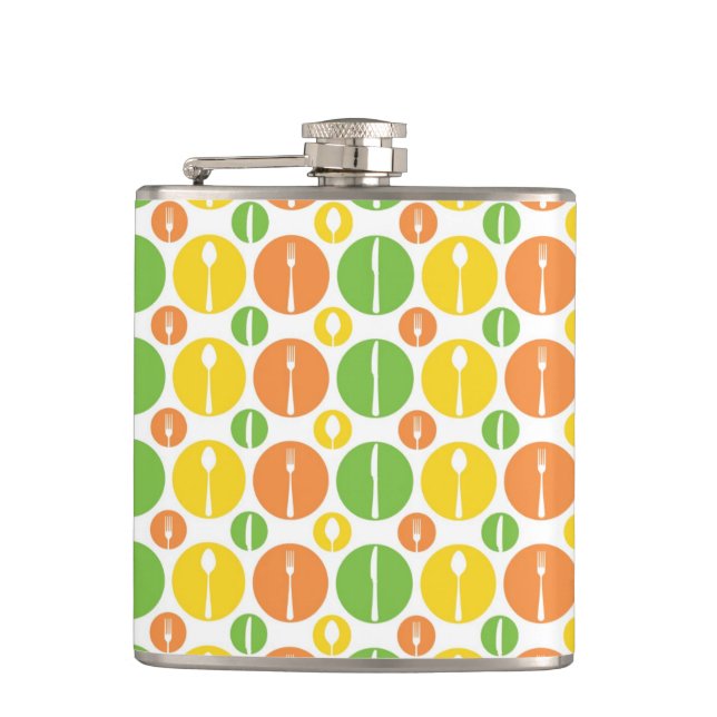 Vintage Cutlery Pattern Hip Flask (Front)