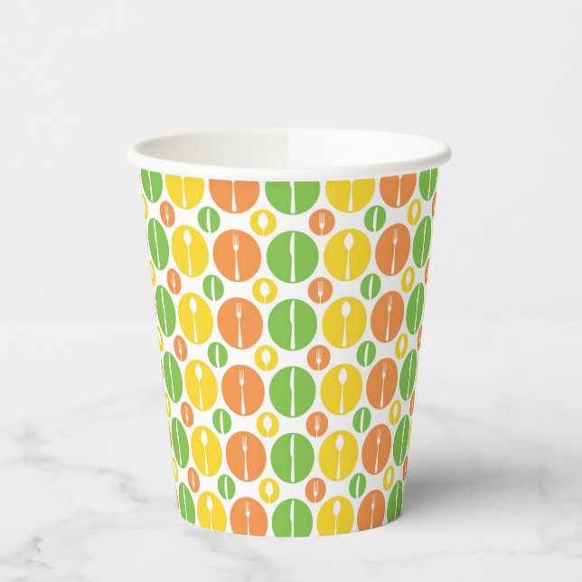 Vintage Cutlery Pattern Paper Cups (Left)