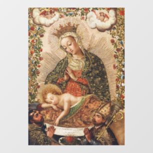 Vintage Cuzco School Virgin Adoring Christ Child Window Cling