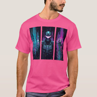 Vintage Cyberpunk Future Robot Sci-Fi Tech Art T-Shirt