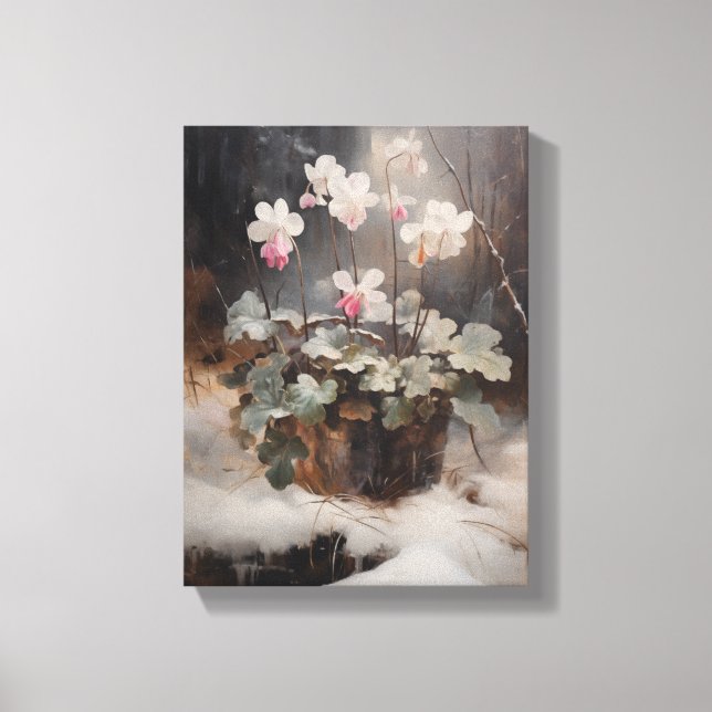 Vintage Cyclamen Stretched Canvas Wall Art (Front)