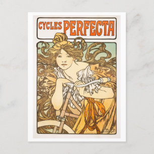 Vintage Cycles Perfecta by Alphonse Mucha Poster Postcard
