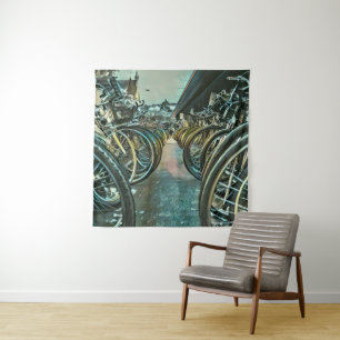 Vintage cycling artwork tapestry