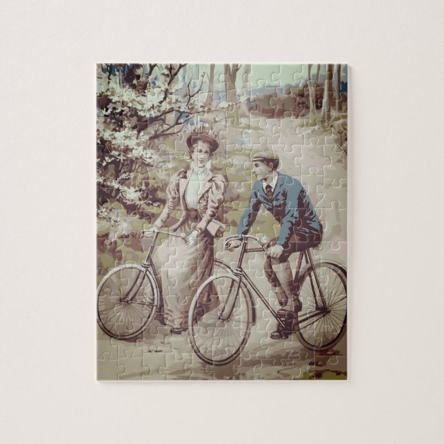 Vintage Cycling Bicycle Print Jigsaw Puzzle (Vertical)