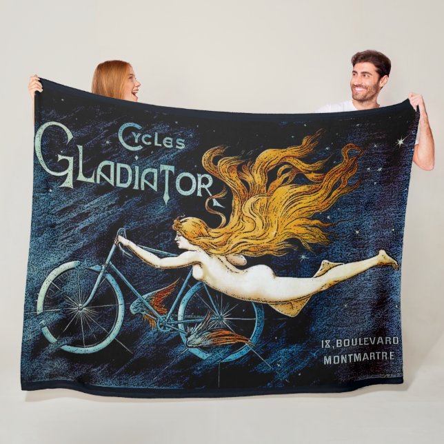 Vintage Cycling Cycles Gladiator Advert Fleece Blanket (In Situ)