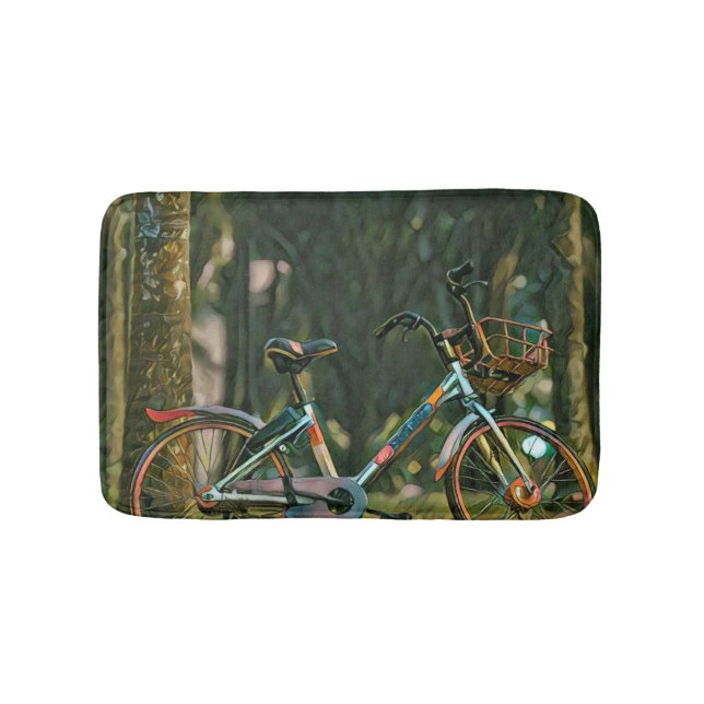 vintage cycling gifts bath mat (Front)