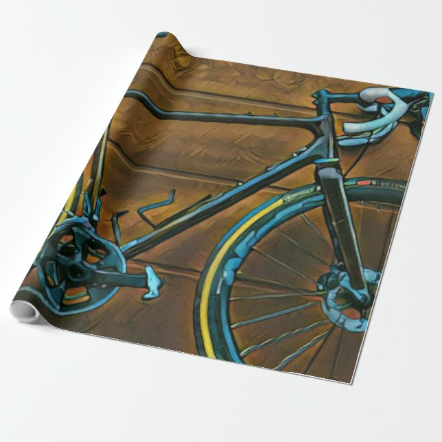 Vintage cycling gifts | mountain bike gifts wrapping paper (Unrolled)