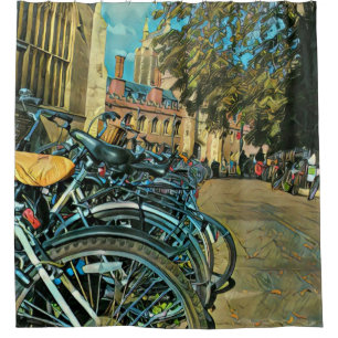 Vintage cycling gifts shower curtain