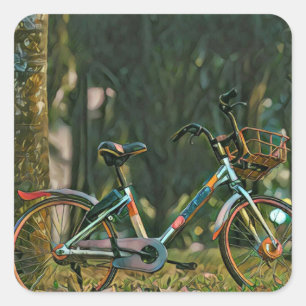 vintage cycling gifts square sticker