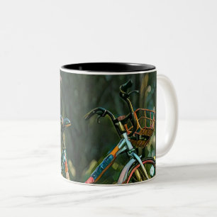 vintage cycling gifts Two-Tone coffee mug