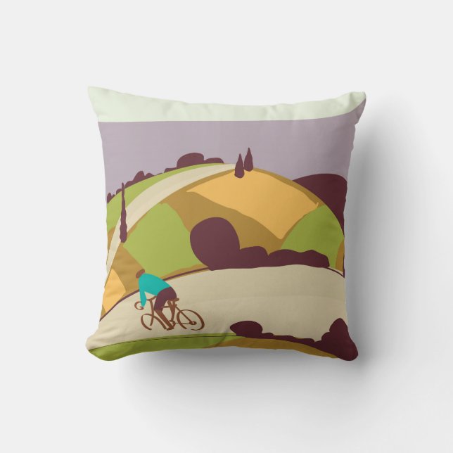 Vintage Cycling Poster Cushion (Front)