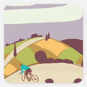 Vintage Cycling Poster Square Sticker